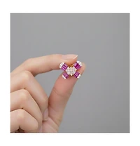 GiGiGirl Teens/Young Adults Sterling Silver with Baguette and Clear Round Cubic Zirconia Butterfly Stud Earrings