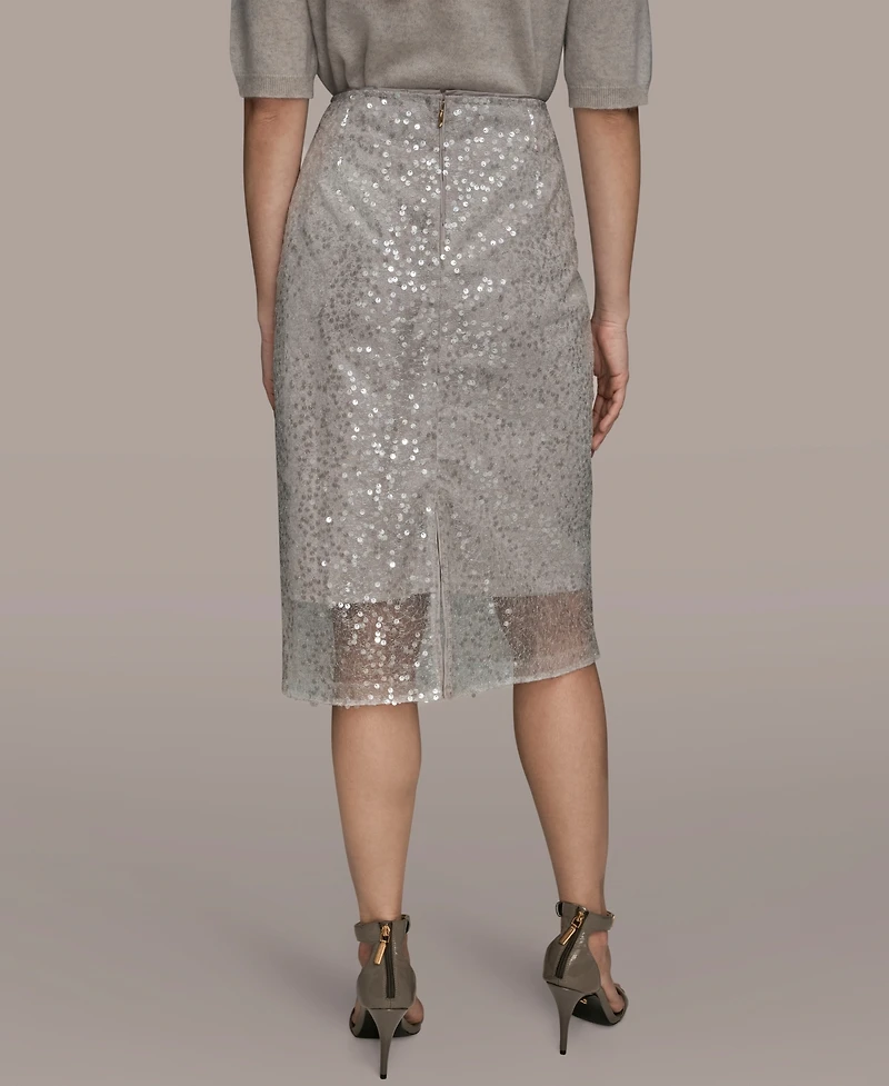 Donna Karan New York Women's Sequin Detail Mesh Pencil Skirt