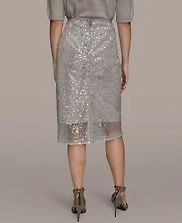 Donna Karan New York Women's Sequin Detail Mesh Pencil Skirt