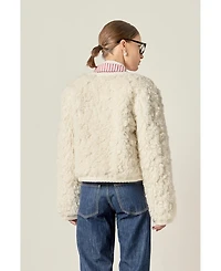 English Factory Women's Knit Trim Teddy Jacket