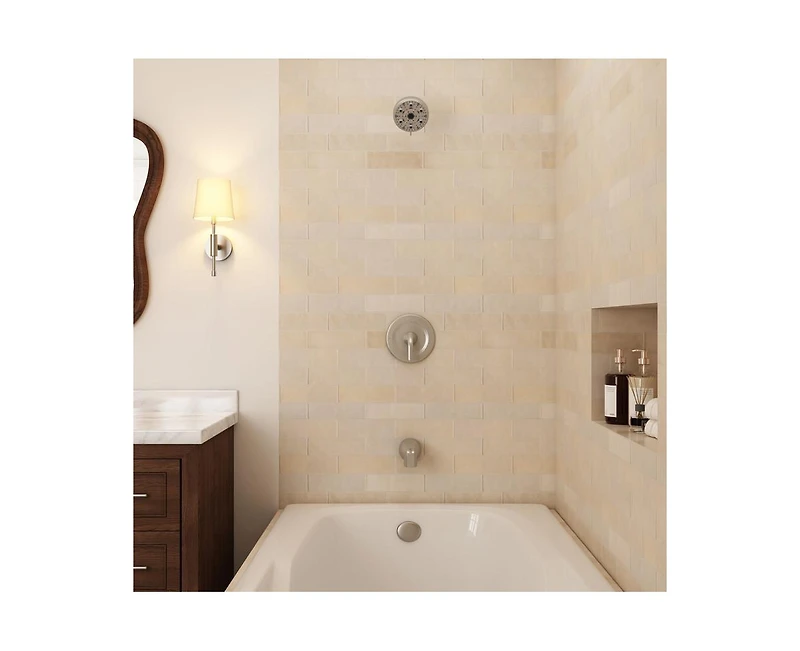 Casainc Moen-Compatible Replacement Shower Trim Kit Stainless Steel Panel and Alloy Lever