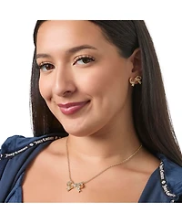 Juicy Couture Pave Bow Necklace & Stud Earring Set, Gold-Tone
