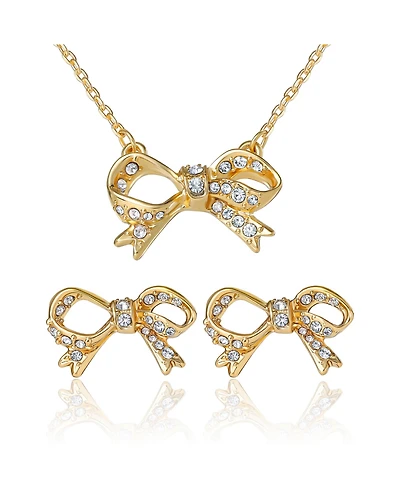 Juicy Couture Pave Bow Necklace & Stud Earring Set, Gold-Tone