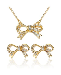 Juicy Couture Pave Bow Necklace & Stud Earring Set, Gold-Tone