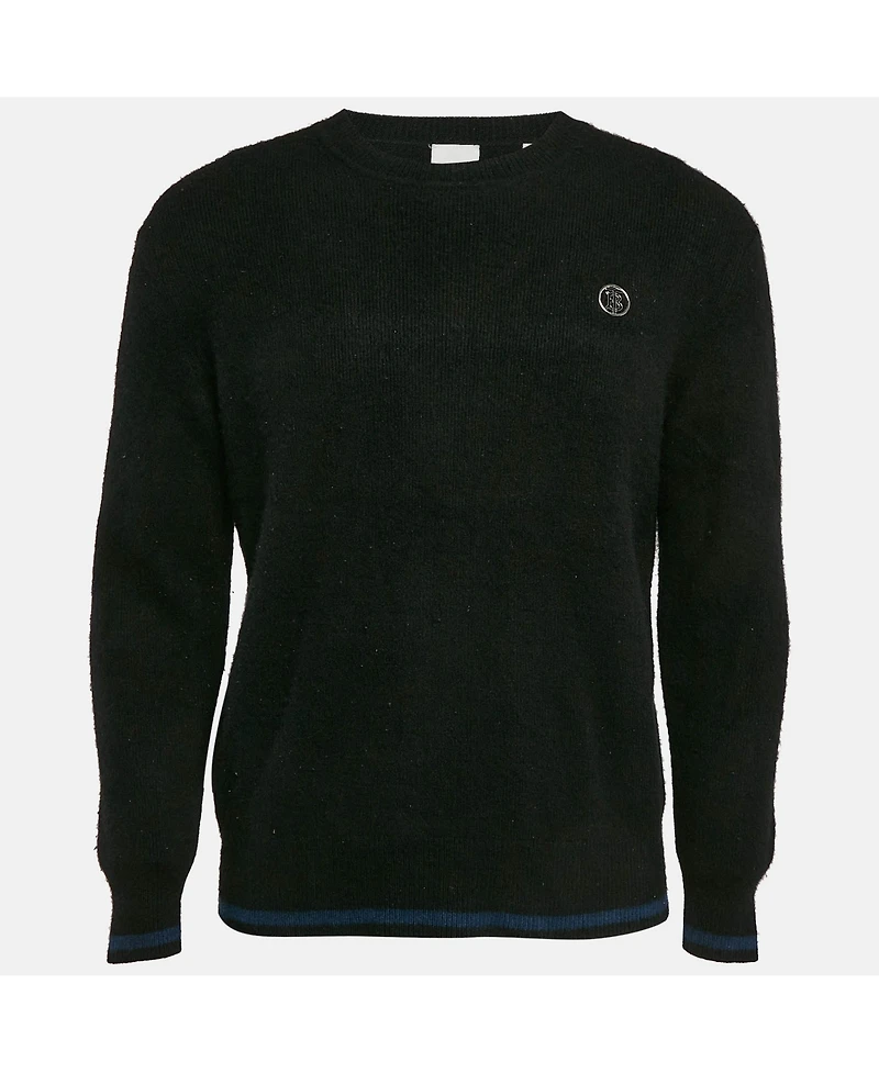 Pre-Owned Burberry Men's Black Monogram Motif Cashmere & Cotton Knit Sweater
