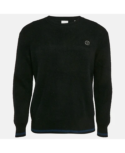 Pre-Owned Burberry Men's Black Monogram Motif Cashmere & Cotton Knit Sweater