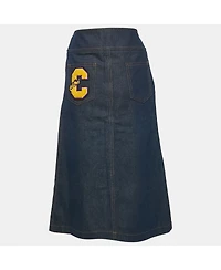 Pre-Owned Chloe Women's Vintage Navy Blue Applique Denim Pencil Skirt