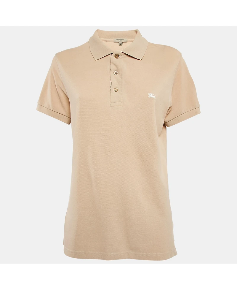 Pre-Owned Burberry Women's Beige Cotton Pique Polo T-Shirt