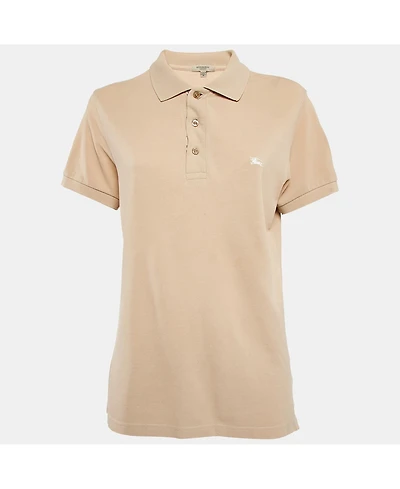Pre-Owned Burberry Women's Beige Cotton Pique Polo T-Shirt