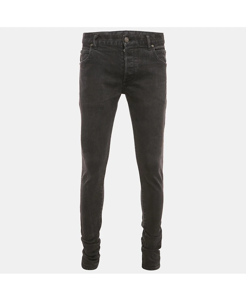Pre-Owned Balmain Men's Black Washed Denim Slim Fit Jeans