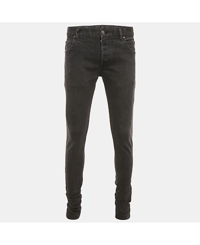 Pre-Owned Balmain Men's Black Washed Denim Slim Fit Jeans