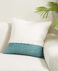 Saro Lifestyle Two-Tone Fringe Poly Filled Decorative Pillow, 20" x