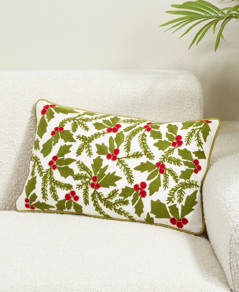 Saro Lifestyle Holly Down Filled Decorative Pillow, 12" x 20"