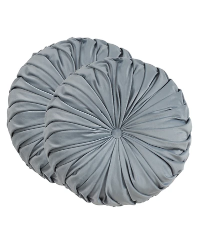 Saro Lifestyle Round Velvet Pintucked Poly Filled Decorative Pillow, Set of 2