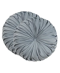 Saro Lifestyle Round Velvet Pintucked Poly Filled Decorative Pillow, Set of 2