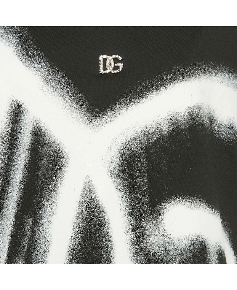 Pre-Owned Dolce & Gabbana Women's Black Graffiti Logo Oversized T-Shirt
