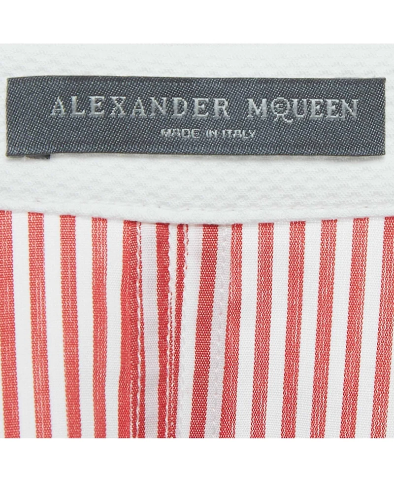 Pre-Owned Alexander Mcqueen Women's Red /white Striped Cotton High Low Shirt Dress