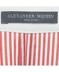 Pre-Owned Alexander Mcqueen Women's Red /white Striped Cotton High Low Shirt Dress