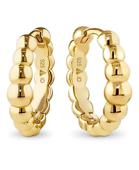Devata Beaded Ball Hoop Earrings in Gold Plated Sterling Silver