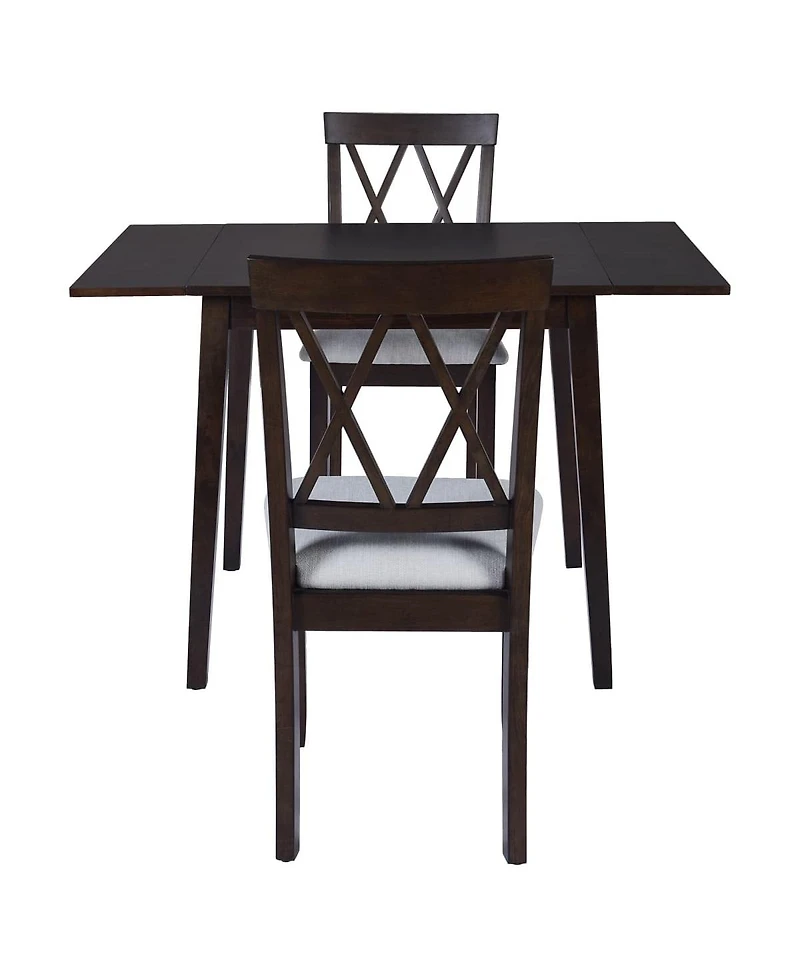 Maison Boucle 3-Piece Folding Dining Table Set with Drop Leaf and 2 Padded Chairs, Compact Breakfast Nook for Small Spaces