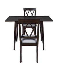 Maison Boucle 3-Piece Folding Dining Table Set with Drop Leaf and 2 Padded Chairs, Compact Breakfast Nook for Small Spaces