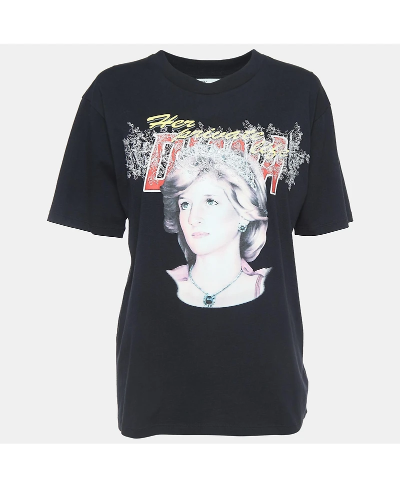 Pre-Owned Off-White Women's Retro Print Cotton Half Sleeve T-Shirt