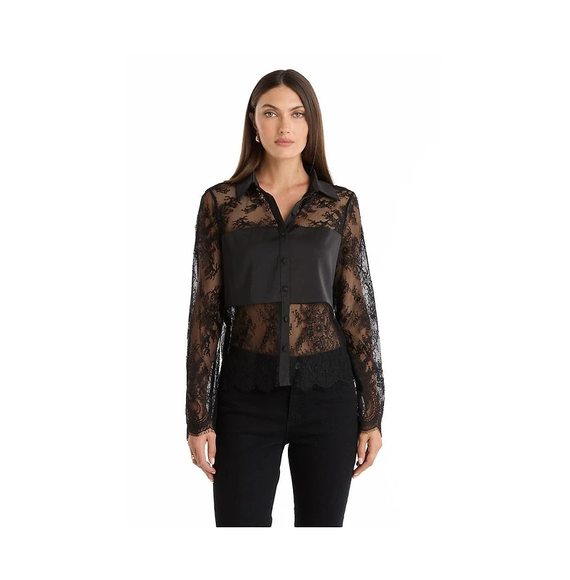 The Noli Shop Women's Vienna Lace Blouse - Fuchsia