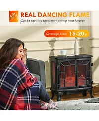 Homcom Freesding Electric Fireplace Heater with Led Log Flames,