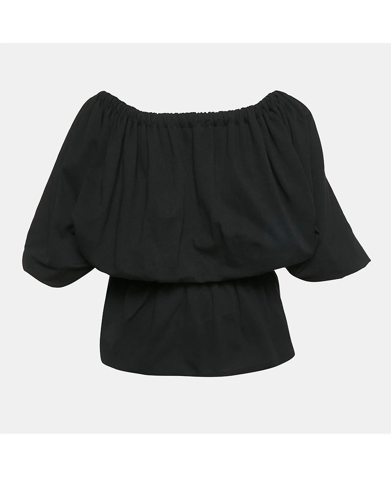 Pre-Owned Dries Van Noten Women's Black Cotton Knit Elasticized Detail Top