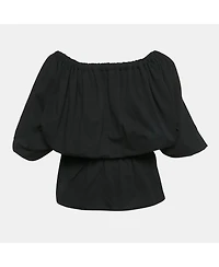 Pre-Owned Dries Van Noten Women's Black Cotton Knit Elasticized Detail Top