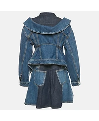 Pre-Owned Alexander Mcqueen Women's Blue Denim Jacket And Skirt Set