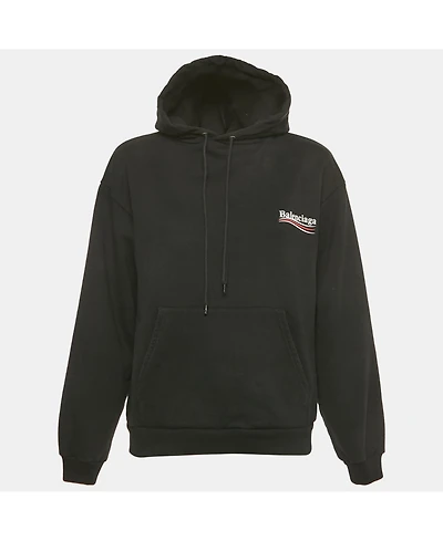 Pre-Owned Balenciaga Women's Black Campaign Print Cotton Knit Hoodie
