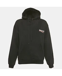 Pre-Owned Balenciaga Women's Black Campaign Print Cotton Knit Hoodie