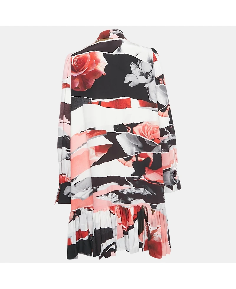 Pre-Owned Alexander Mcqueen Women's Pink Printed Silk Flared Hem Short Dress