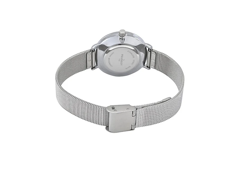 Peugeot Women's 30mm Black Sleek Stainless Steel Mesh Band Watch