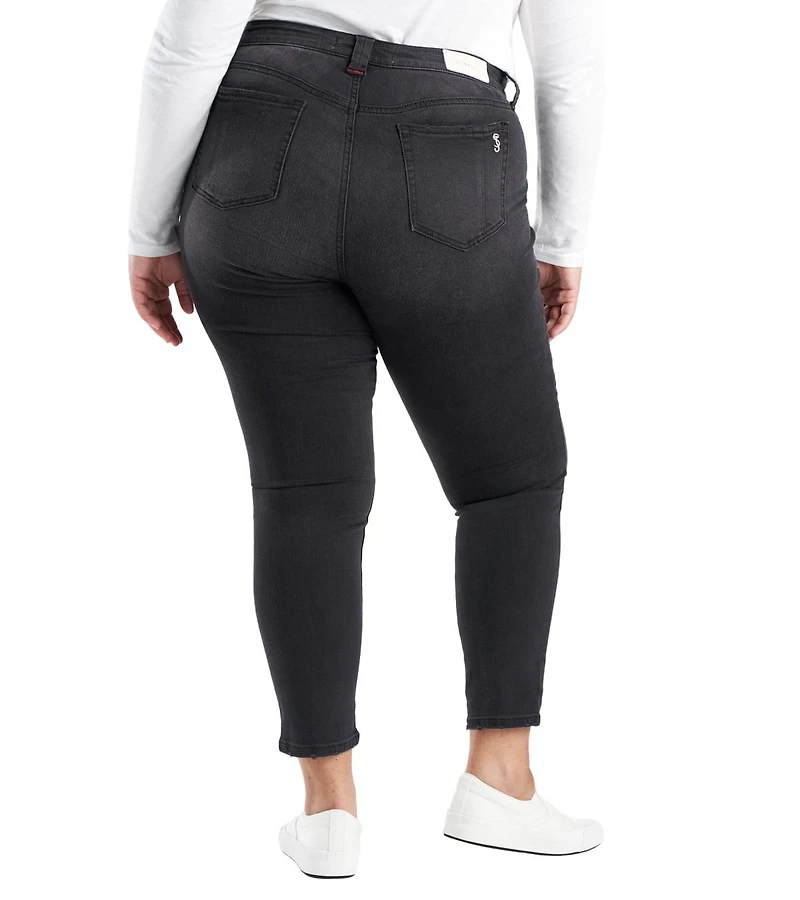 Slink Jeans Women's Black Denim High Rise Pintuck Ankle Skinny 28" inseam - Shyla