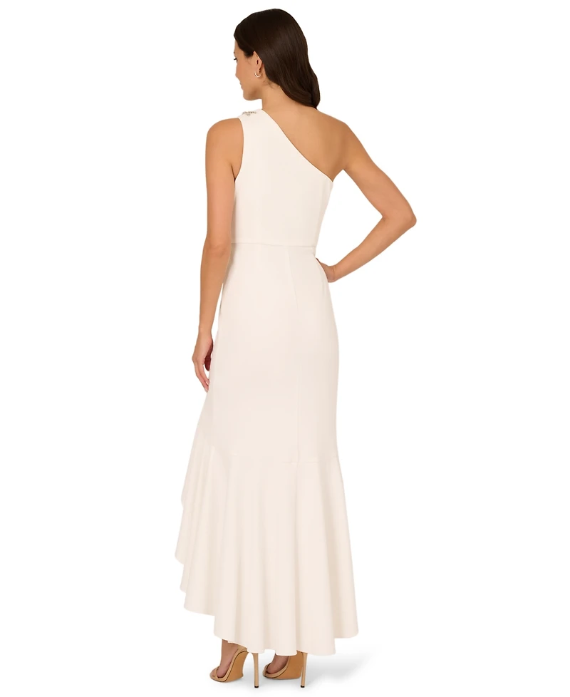 Adrianna Papell Women's Beaded One-Shoulder Gown