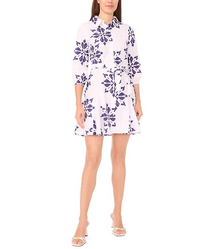 Msk Petite Collared Button-Front Shirt Dress
