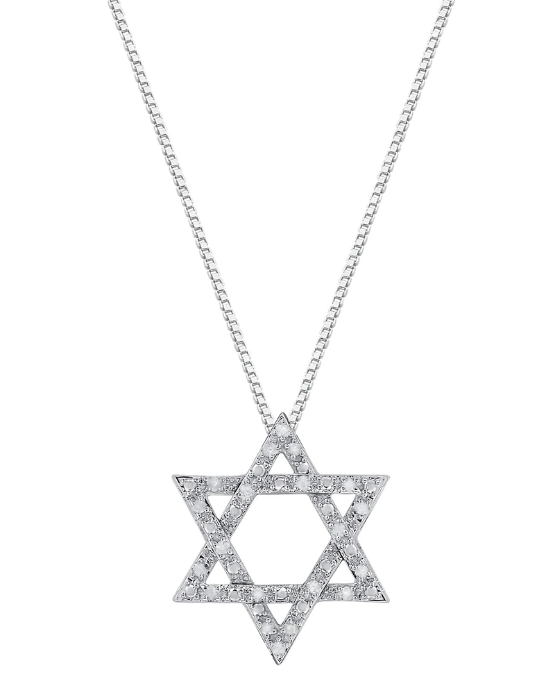 Macy's Diamond Star of David Pendant Necklace (1/6 ct. t.w.) in Sterling Silver