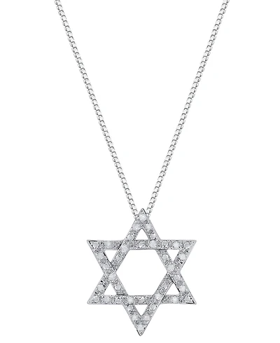 Macy's Diamond Star of David Pendant Necklace (1/6 ct. t.w.) in Sterling Silver