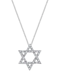 Macy's Diamond Star of David Pendant Necklace (1/6 ct. t.w.) in Sterling Silver