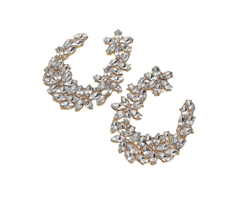 Sohi Women's Stone Cluster Stud Earrings
