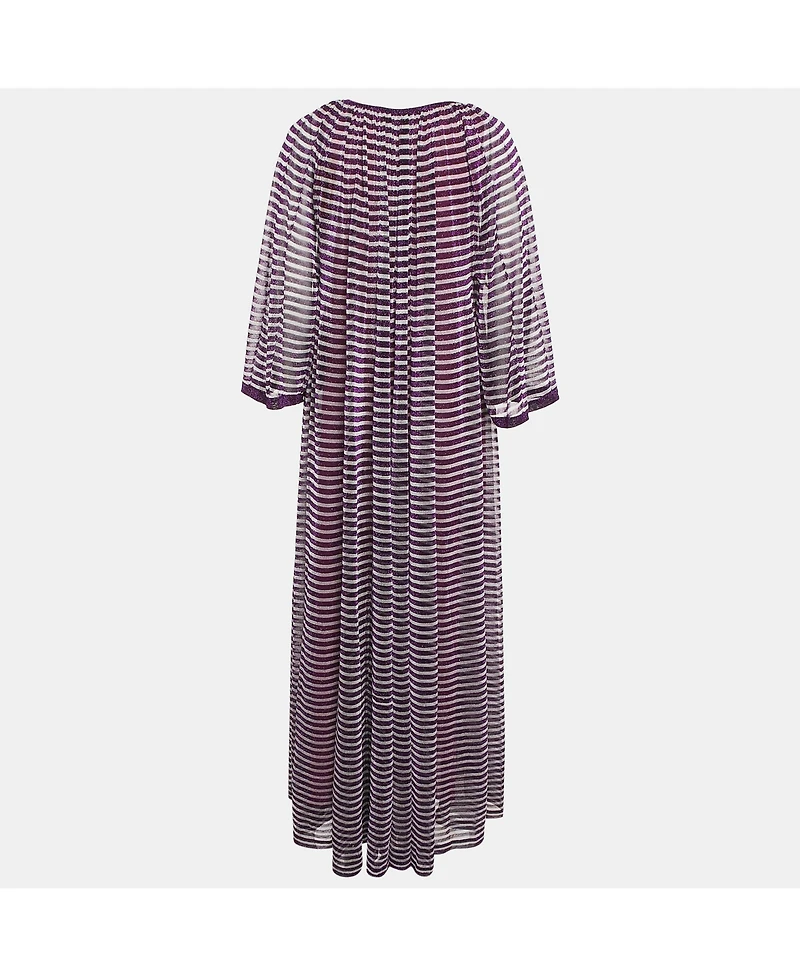 Pre-Owned Missoni Women's Purple Stripe Lurex Silk Knit Maxi Dress