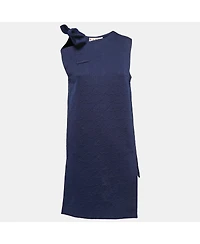 Pre-Owned Marni Women's Navy Blue Jacquard Bow Detail Sleeveless Short Dress