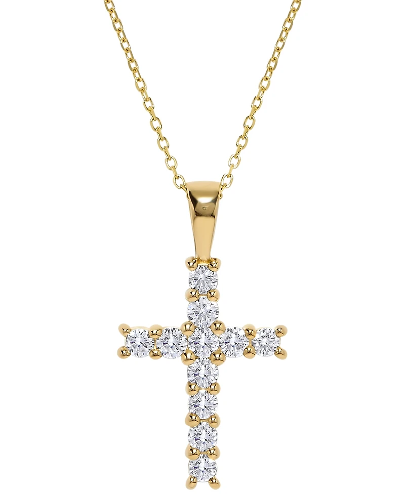 Macy's Diamond Cross Pendant Necklace (5/8 ct. t.w.) in 14k Yellow Gold