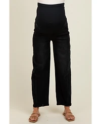 Pinkblush Maternity Lightly Distressed Panel Detail Barrel Jeans