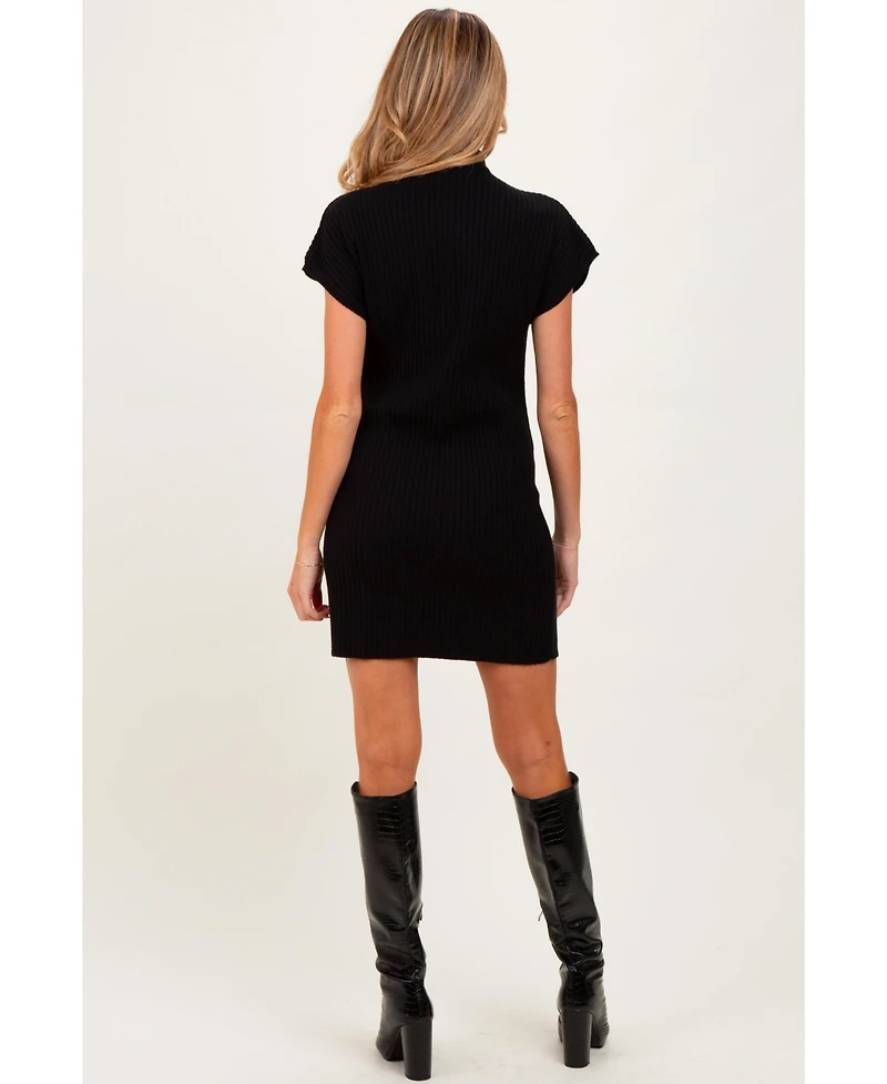 Pinkblush Maternity Burgundy Ribbed Knit Short Sleeve Sweater Dress