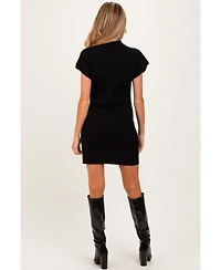 Pinkblush Maternity Burgundy Ribbed Knit Short Sleeve Sweater Dress