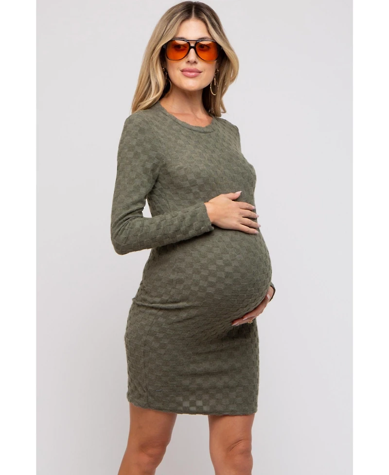 Pinkblush Maternity Burgundy Soft Brushed Knit Long Sleeve Dress