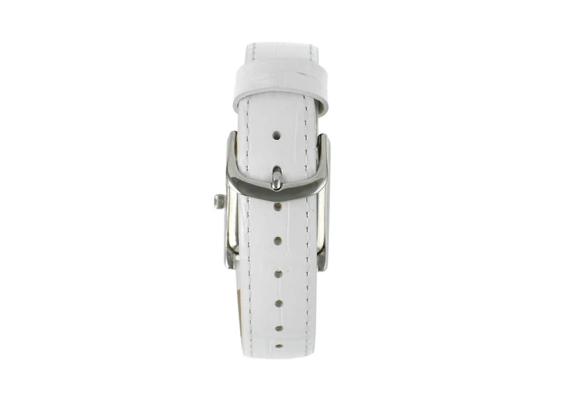 Peugeot Women's Tank Watch Roman Dial White Leather Strap